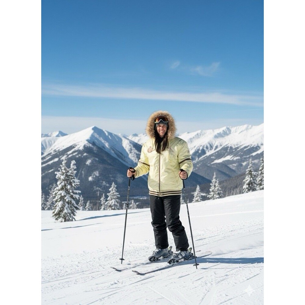 FIVE FOUR LA Down Feather Puffer Snow Ski Jacket Women Sz XXL Real Fur Trim